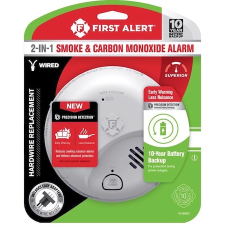 First Alert First Alert 10 Year Back Up Hard-Wired w/Battery Back-Up Ionization Smoke and Carbon Monoxide Detect 1046882